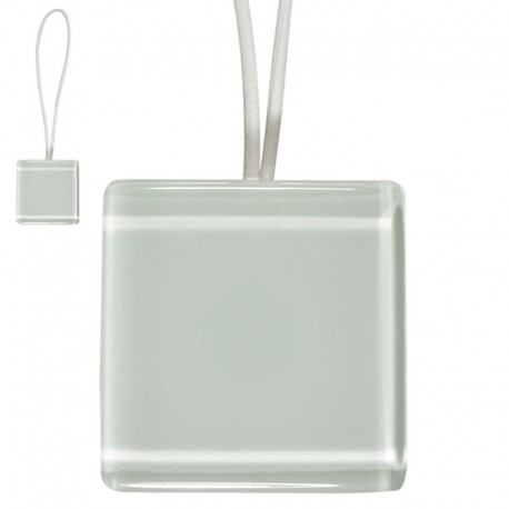 Magnet carré verre et corde cuir