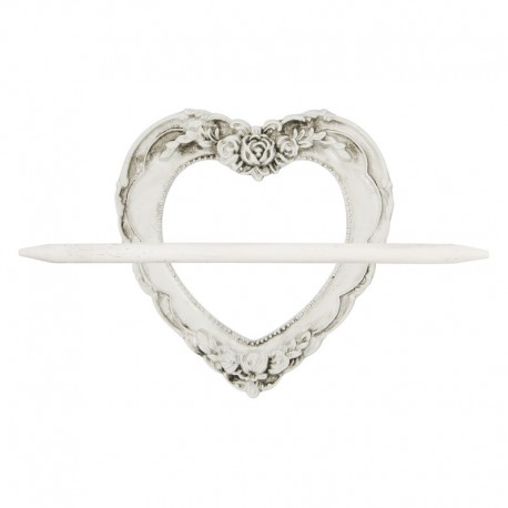 Broche résine coeurs blanc