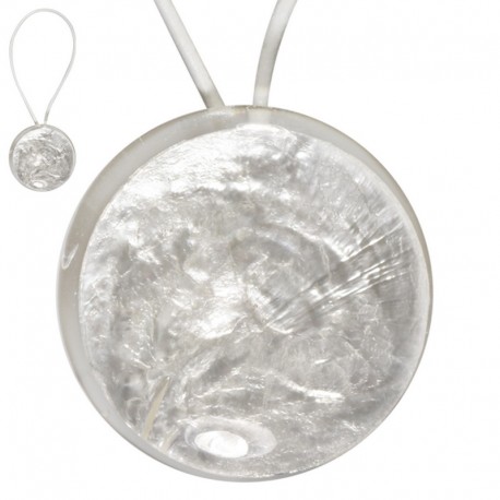 Magnet rond nacre cordon cuir