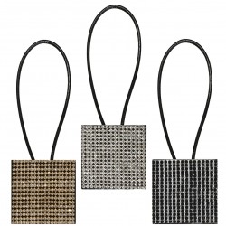 Magnet carré strass-cuir