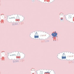 Tissu Sweat Pig Rose