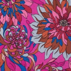 Tissu Viscose Support Jersey Imprimé Fleur Fuschia