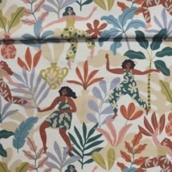 Tissu Toile Imprimée Samba Blanc 