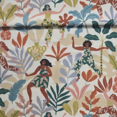 Tissu Toile Imprimée Samba Blanc 