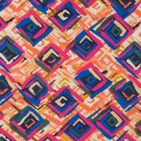 Tissu Viscose Chally Cubes Orange 