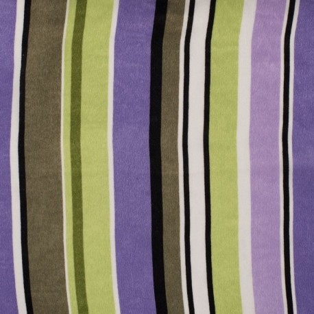 Tissu Poly Satin Imprimé Rayure Lilas 