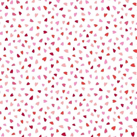 Tissu Cretonne Imprimé Amour Blanc