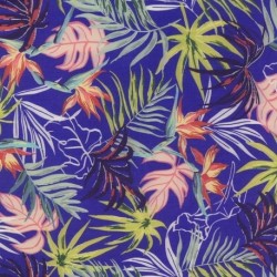 Tissu Stretch Polyester Imprimé Flora Bleu 