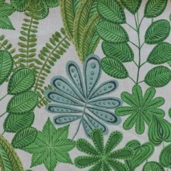 Tissu Toile Arty Botanic Leaves Fond Lin