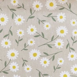 Tissu Toile Marguerite Fond Lin