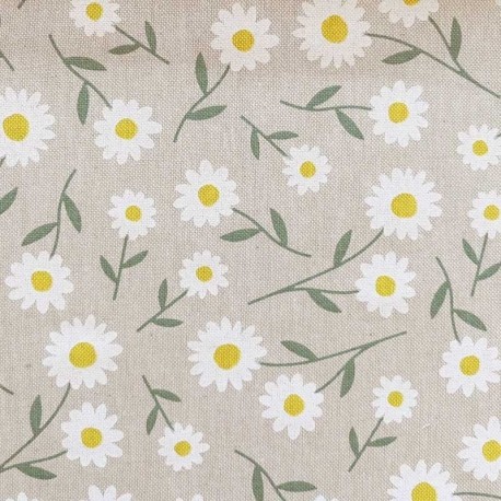 Tissu Toile Marguerite Fond Lin