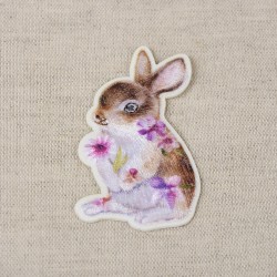 Ecusson animaux fleuris - Lapin