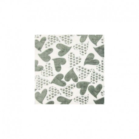 Tissu Polaire Coeurs Ecru Gris