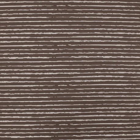 Tissu Jersey Coton Rayures Marron 