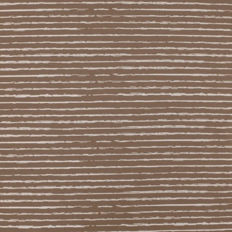 Tissu Jersey Coton Rayures Taupe
