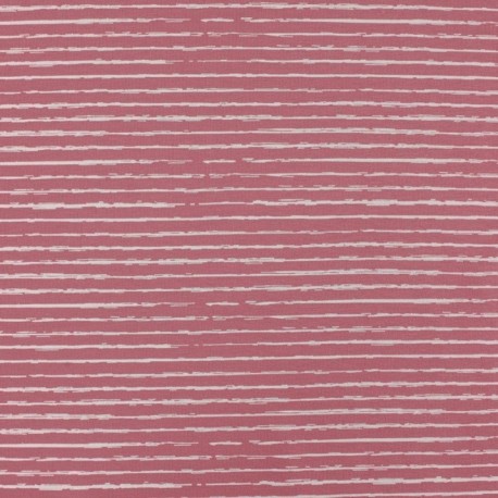 Tissu Jersey Coton Rayures Rose 
