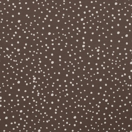 Tissu Jersey Coton Pois Marron 