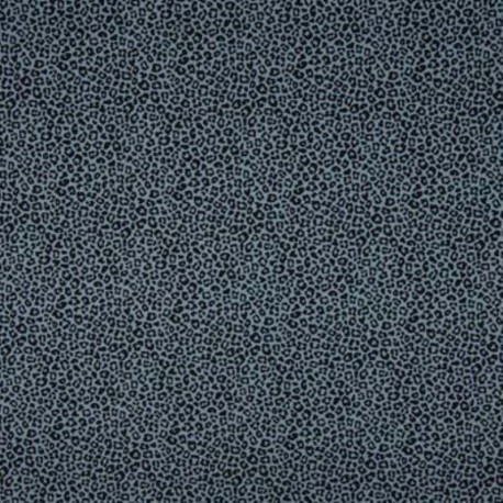 Tissu Jersey Coton Imprimé Leopard Bleu 