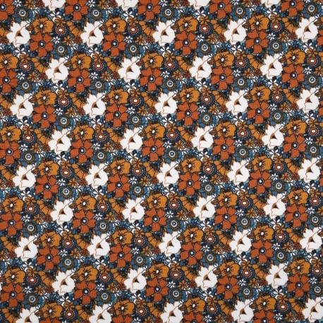 Tissu Imprimé Floralie Caramel