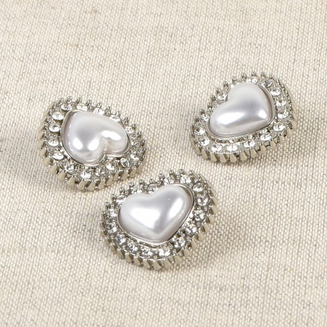 Bouton coeur argent