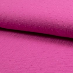 Tissu Double Gaze Pois Fuchsia