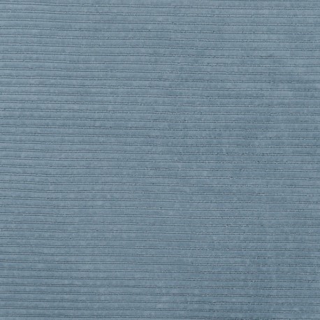 Tissu Jersey Aspect Velours Côtelé Bleu