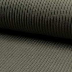 Tissu Maille Bord Côte Kaki Chiné