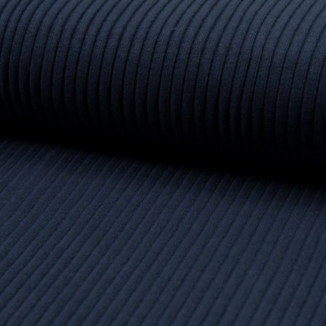 Tissu Maille Bord Côte Marine Chiné