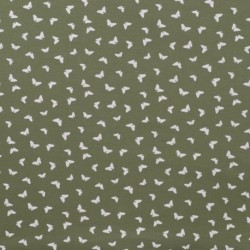 Tissu Jersey Coton Butterflies Kaki 
