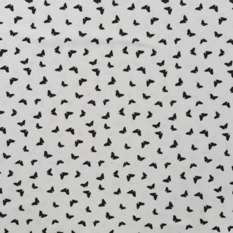 Tissu Jersey Coton Butterflies Ecru