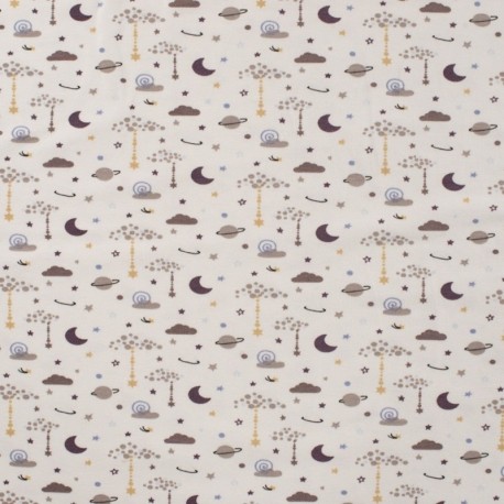 Tissu Jersey Coton Sleepy Night Taupe 