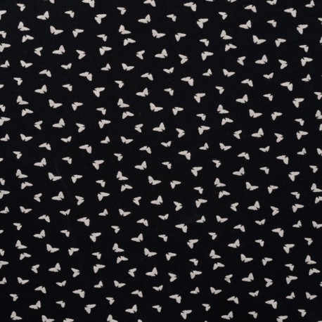 Tissu Jersey Coton Butterflies Noir 