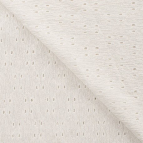 Tissu Broderie Sur Crepe Elasthane Blanc