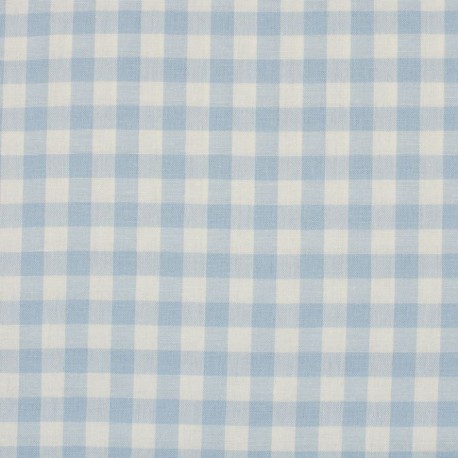 Tissu Grand Vichy 10mm Bleu Clair