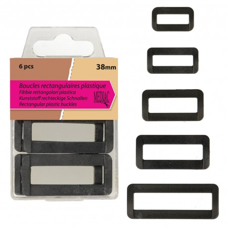 Boucles rectangulaires noires 20 mm