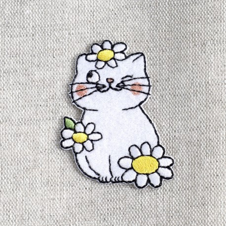Ecusson chat mignon - Blanc