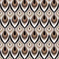 Tissu Satin Polyester Imprimé Goutte Caramel 