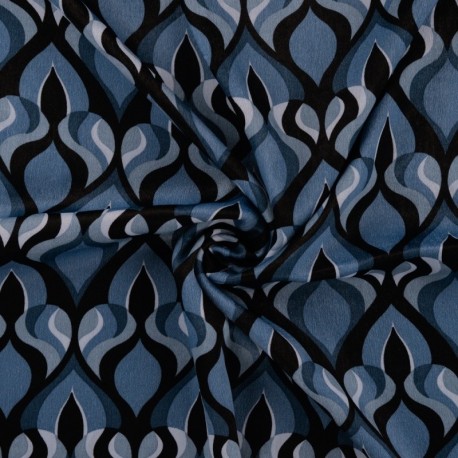 Tissu Satin Polyester Imprimé Goutte Petrole 