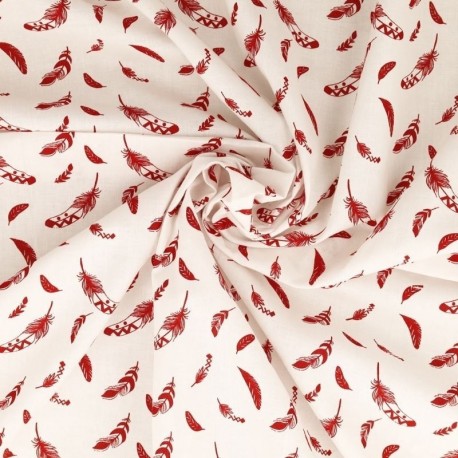 Tissu Plume Coton 57fils Rouge 