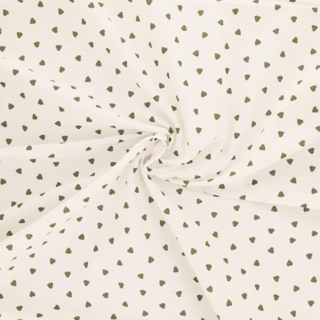 Tissu Coeur Coton 57fils Kaki 