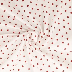 Tissu Coeur Coton 57fils Rouge