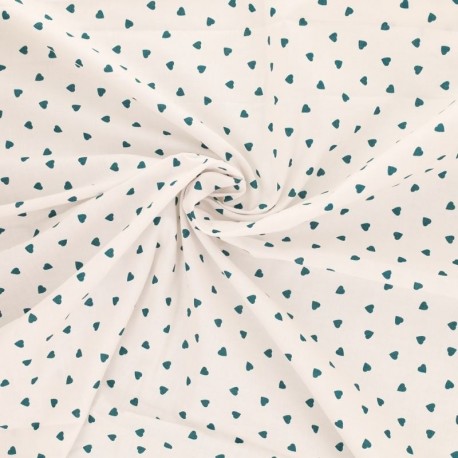 Tissu Coeur Coton 57fils Canard 