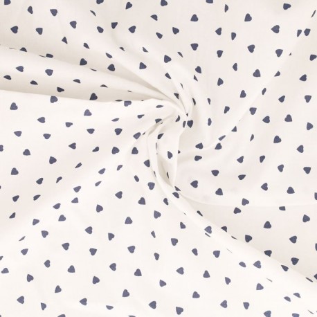 Tissu Coeur Coton 57fils Indigo