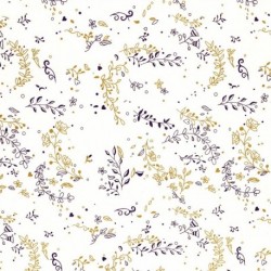 Tissu Fleurs Coton 57fils Jaune 