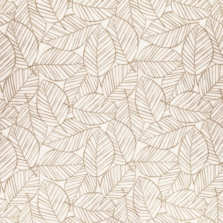 Tissu Feuilles Coton 57fils Galet