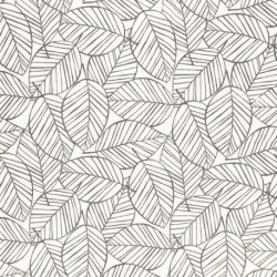 Tissu Feuilles Coton 57fils Gris Foncé