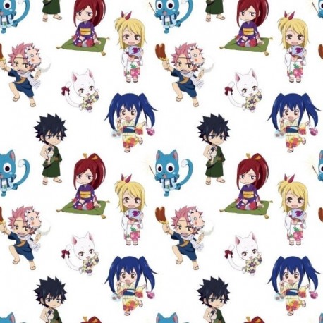 Tissu Licence Fairy Tail Blanc