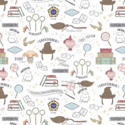 Tissu Licence Harry Potter Blanc