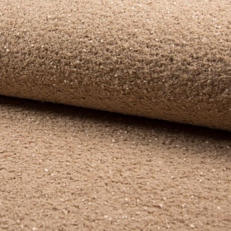 Tissu Mouton Frisé Brillant Beige Fonce