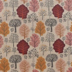 Tissu Kobber Fond Coloris Lin Imprimé Arbre 